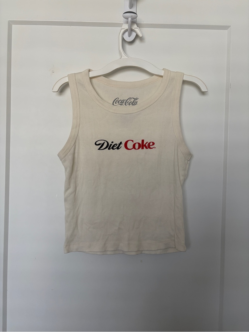 Coca Cola Cream Ribbed Diet Coke Logo Tank